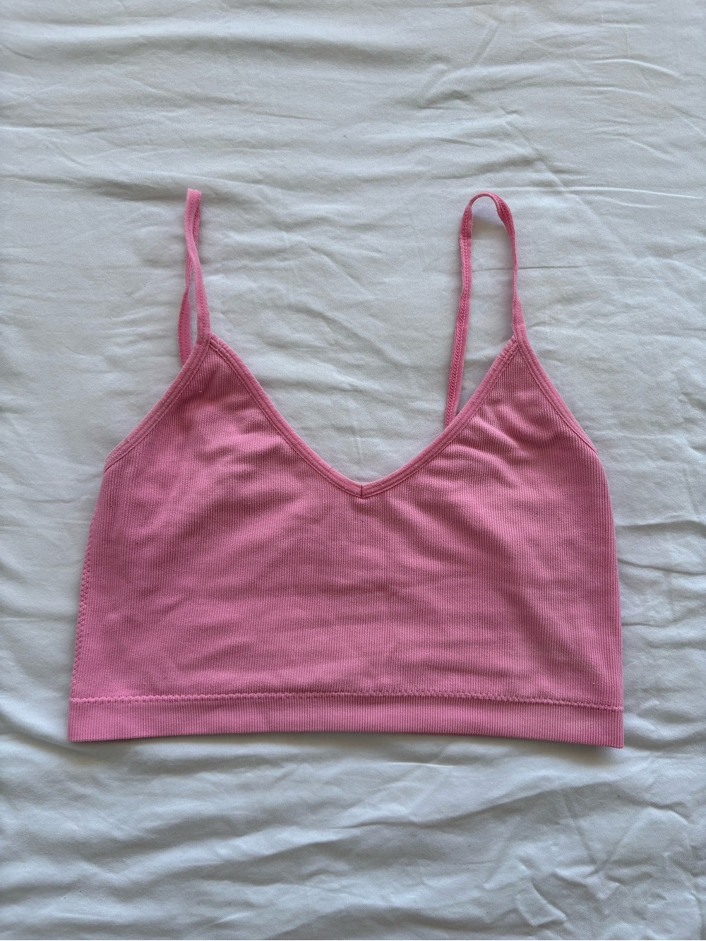 Garage Pink Ribbed Cropped Cami - Picture 2 of 4